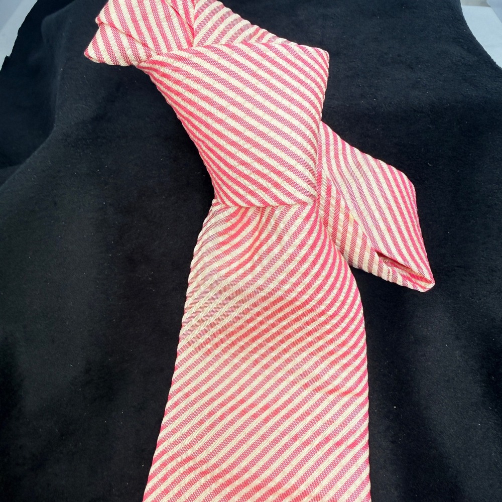 Hermes Vintage  100% Pink White Pinstripe Silk Manufacturer Sample Tie - NWOT